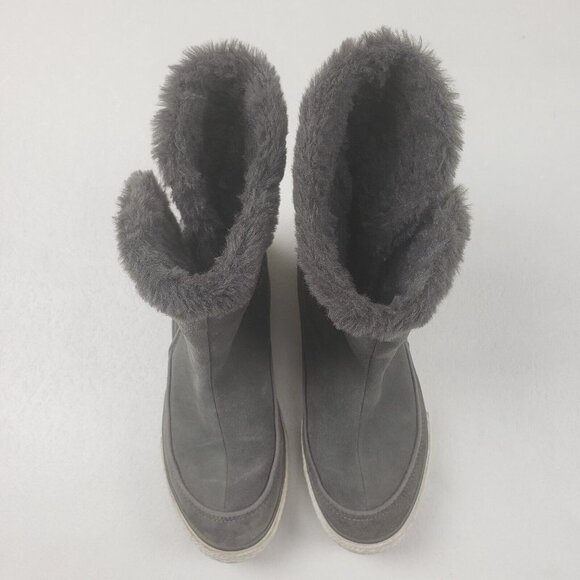 Converse All Star Beverly Boots Womens 7 Gray Leather Mid Faux Fur Lined Winter - Picture 9 of 12